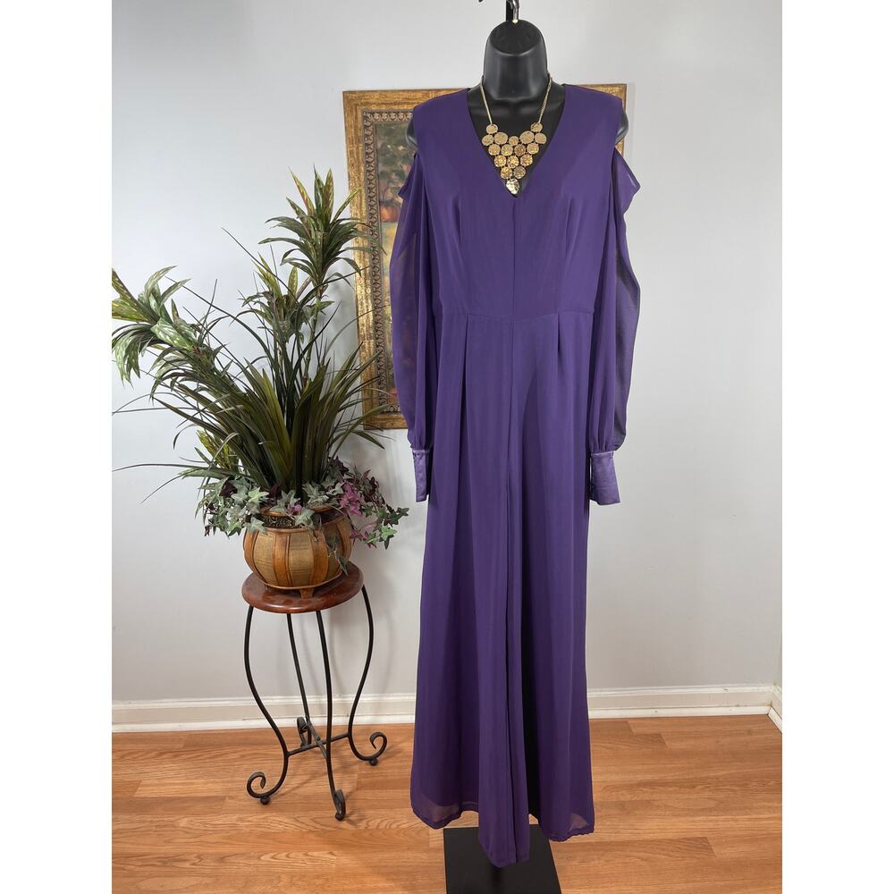 Ashro Overall Jumper Women's Size 8 Purple Chiffon Elegant Contemporary Romantic